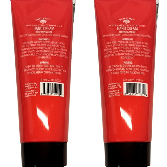 Bolero Skincare Bolero Hand Cream Watermelon Hibiscus 4fl Oz 1829ml